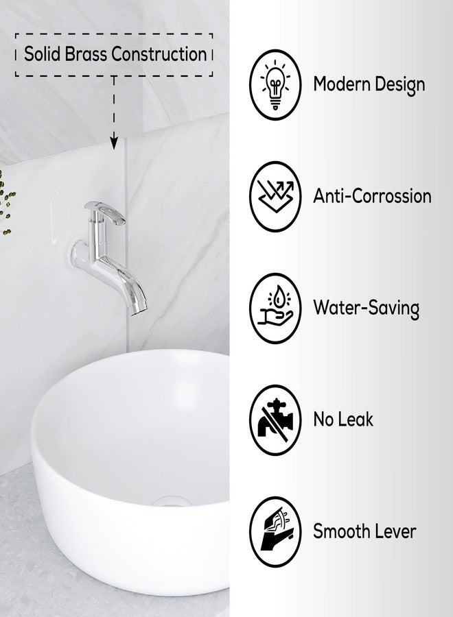 Gloxy Premium Brass Short Body Foam Flow Bib Cock with Wall Flange & Chrome Finished Riva Lever for Kitchen Sink, Wash Basins, Bathrooms, Washing Areas & Gardens - 10 Years Warranty - Image 5